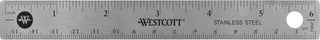 Westcott 10414 Stainless Steel Metal Ruler with Non-Slip Cork Base, 6 in