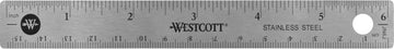 Westcott 10414 Stainless Steel Metal Ruler with Non-Slip Cork Base, 6 in