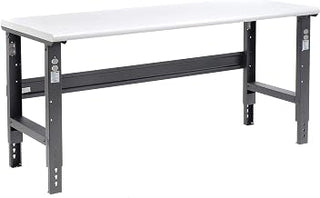 Global Industrial Adjustable Height Workbench C-Channel Leg, 72" W x 36" D | 1-5/8" Plastic Laminate Safety Edge, 2000 Lbs Capacity, Black Frame, Industrial Workbench
