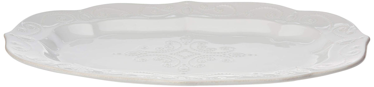 Lenox French Perle Stoneware Serving Platter, Large 18.5 Inch, White
