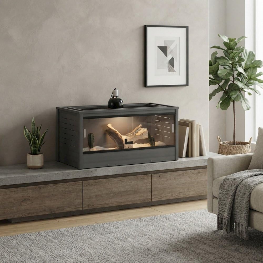 Grey Reptile Lounge by Bison Pets – Glass, Grey