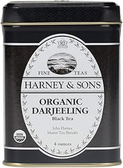 Harney & Sons Organic Darjeeling Loose Leaf Black Tea Tin, 4 oz | Certified organic Darjeeling black tea with fruit notes and a smooth finish. Contains caffeine.