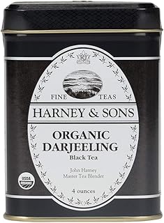 Harney & Sons Organic Darjeeling Loose Leaf Black Tea Tin, 4 oz | Certified organic Darjeeling black tea with fruit notes and a smooth finish. Contains caffeine.