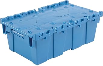 Global Industrial Distribution Container With Hinged Lid, 19-5/8x11-7/8x7, Blue