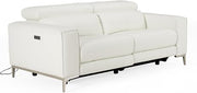 Chignik - Modern White Leather Sofa w/ 2 Recliners