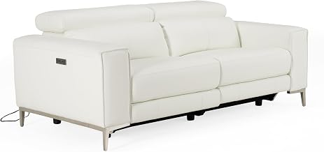 Chignik - Modern White Leather Sofa w/ 2 Recliners