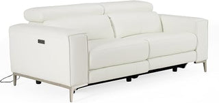 Chignik - Modern White Leather Sofa w/ 2 Recliners