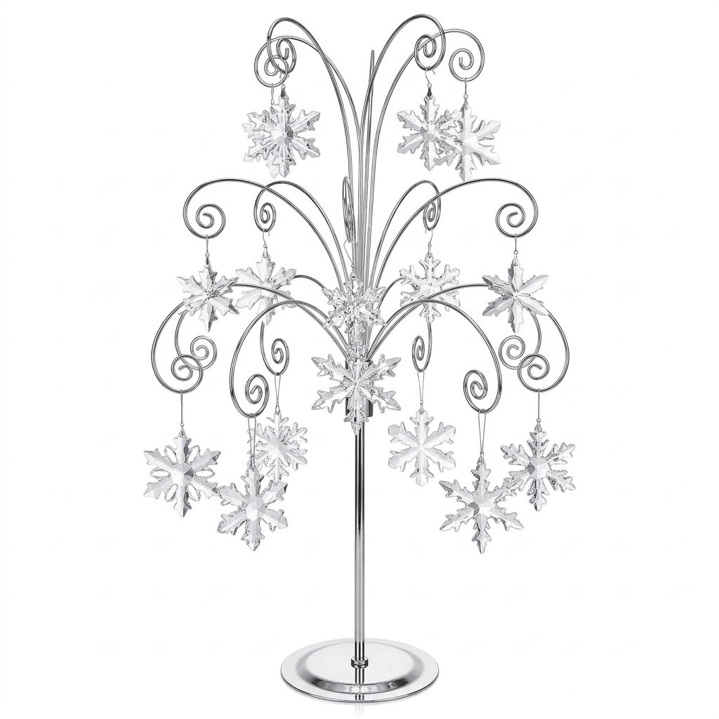 HOHIYA Metal Ornament Tree Stand, 20 Inch Height, Silver
