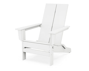 Contemporary Modern Folding Adirondack Chair in White by Polywood – Plastic, White, Model AD5022WH
