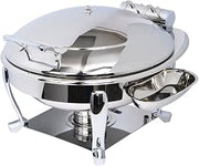 3938S Crown 6 Qt. Stainless Steel Round Induction Chafer with Freedom Stand and Hinged Dome Cover