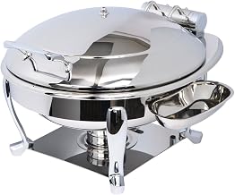 3938S Crown 6 Qt. Stainless Steel Round Induction Chafer with Freedom Stand and Hinged Dome Cover