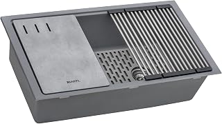 Ruvati 33-inch Undermount Workstation Granite Composite Quartz Kitchen Sink Urban Gray - RVG2302UG