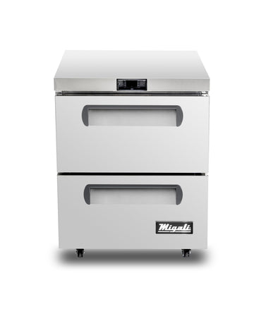 27″ Under-counter & Work Top Freezer with Drawers by Migali – 6.5 cubic_feet, Stainless Steel, Model C-U27F-D-HC