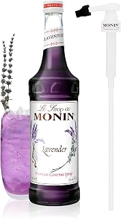 Monin Lavender Syrup for Drinks - with Pump - 750 ml / 25.4 fl oz