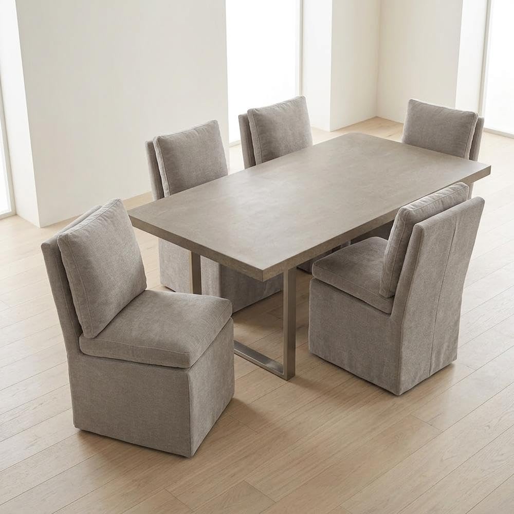 Solid Wood Upholstered Dining Chair with Castors by Starlight Canyon Home – Solid Hardwood,Plywood, Brown, Pack of 4