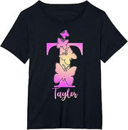 Taylor, Cute Personalized Butterfly Custom Kids Girls Name T-Shirt