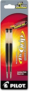 PILOT Dr. Grip Center of Gravity Ballpoint Ink Refill, Medium Point, Black Ink, 2-Pack (77271)