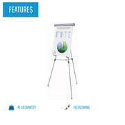 Presentation Easel - 1 Each by MasterVision – Height from 37.5" to 69", others, Silver, Model FLX05102MV