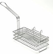 Pronto Products Red Handled Stainless Steel Turnover/Burrito Fry Basket - 12 1/2"L x 6"W x 4 5/8"D