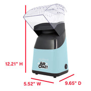 Air Crazy Popcorn Machine for Healthy Snacking with No Oil by West Bend – 4-Quart, 4 liters, Metal, Blue, Model PC8448BL13