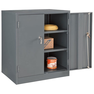 Counter Height Cabinet with Locking Lever Handle by Global Industrial – 36x24x42 inches, Alloy Steel, Grey, Model 269872GY