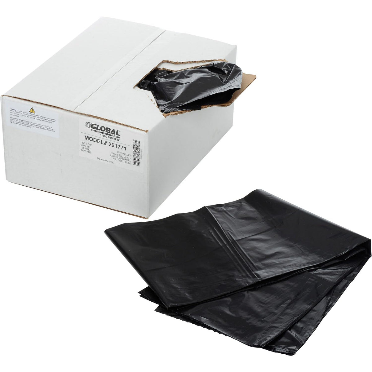 42 Gallon Contractor Black Trash Bags by Napco Bag And Film – 50 Count (Pack of 1), 42.0 gallons, LLDPE, Black, Model M32503