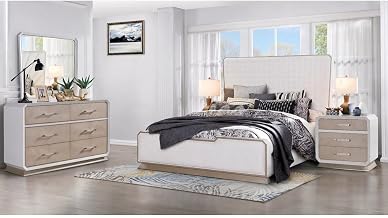Dior White/Champagne 4-piece Bedroom Set, Queen