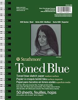 Strathmore 400 Series Sketch Pad, Toned Blue, 5.5x8.5 inch, 50 Sheets - Artist Sketchbook for Drawing, Illustration, Art Class Students
