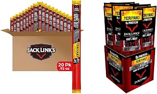 Jack Link's Beef Sticks, Teriyaki, 0.92 Oz. (20 Count) + Premium Cuts Beef Steak, Teriyaki, 1 Ounce (12 Count) – Great Everyday Snack, Protein Snack, Made with 100% Beef