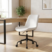 White Mid-Back Office Chair with Plywood Frame by Bison office – 100% Polyurethane, Plywood, Steel, White