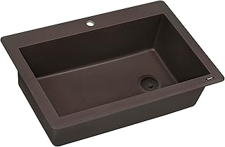 Ruvati 33 x 22 inch epiGranite Drop-in Topmount Granite Composite Quartz Single Bowl Kitchen Sink - Espresso Brown - RVG1033ES