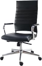 Lorell Tempo Modern High-Back Office Chair, Chrome Frame, Adjustable Height, Tilt-Lock, 360° Swivel, Black