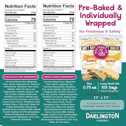 Darlington Snacks Assorted (Sugar-Free) / 0.75 Ounce (Pack of 212) / 212 Cookie Assortments