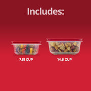 7.81- and 14.66-Cup EasyStore Square Containers by Rubbermaid – 4-Piece, 22.47 cups, Red, Model 2210144