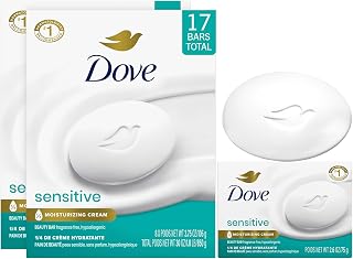 Dove Beauty Bar, Bulk Soap, Sensitive Skin 8-Packs (x2) + Single Bar with Moisturizing Cream for Soft, Smooth Skin
