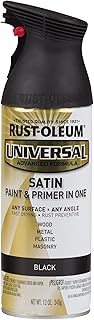 Rust-Oleum Universal All Surface Spray Paint, Satin Black | Interior/Exterior, Fast Dry, Rust Preventive, Strong Adhesion, Patented Comfort Trigger Sprays from Any Angle 12 oz