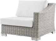 Gray Outdoor Patio Wicker Rattan Left Arm Lounge Chair with Cushions, All-Weather Frame for Garden Deck Backyard Seating