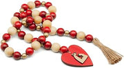 Intercession Holy Family Christmas Garland with Wooden Beads, Red, Ivory and Gold, with Tassel