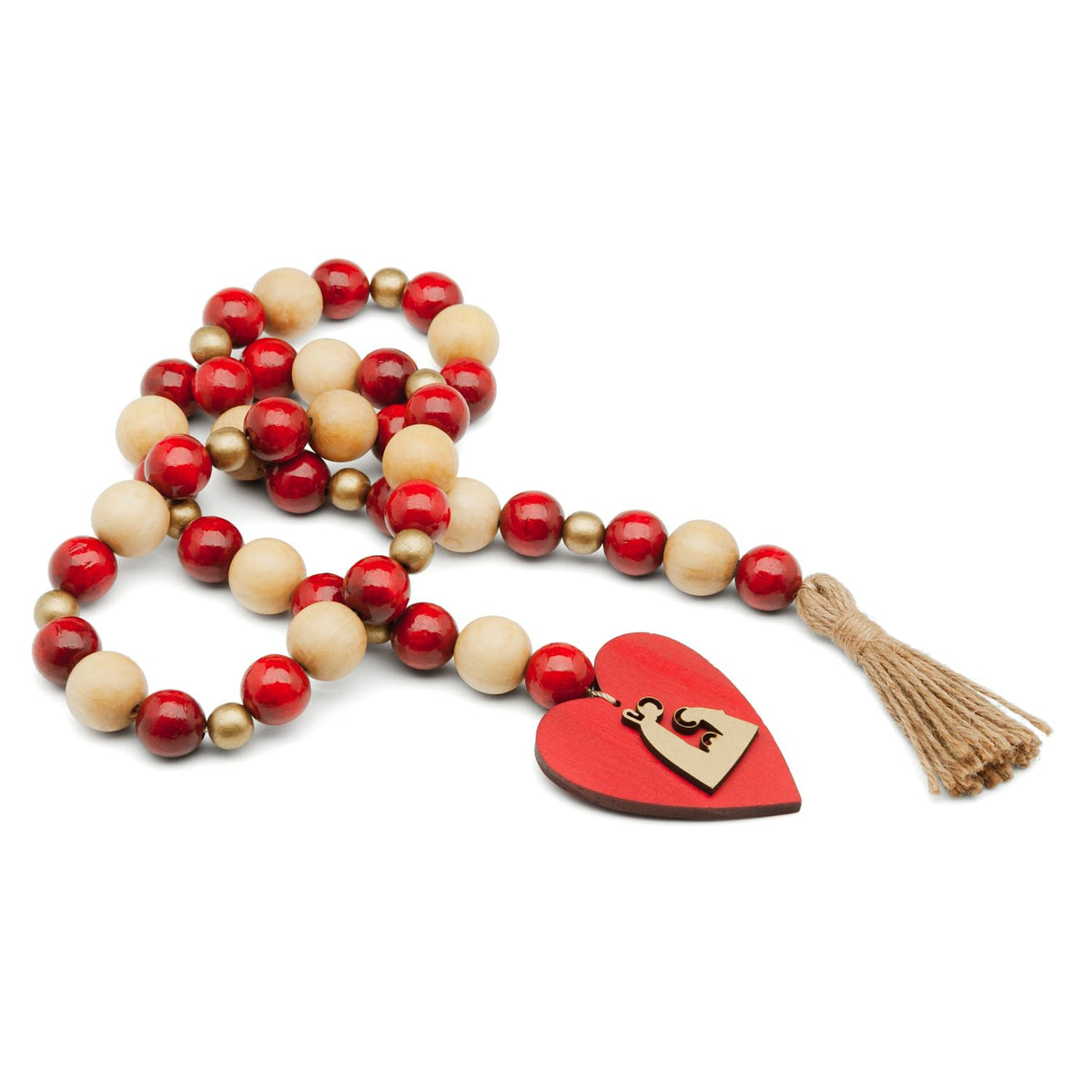 Holy Family Christmas Garland with Wooden Beads by Intercession – 36 inches, Wood, Red/Beige/Gold, Model 603964106490