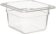 Royal Industries Steam Table Pans, Polycarbonate, 4" Sixth-Size, Clear