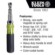 KLEIN TOOLS 7-in-1 Nut Driver / Black / 1 Nut Drivers