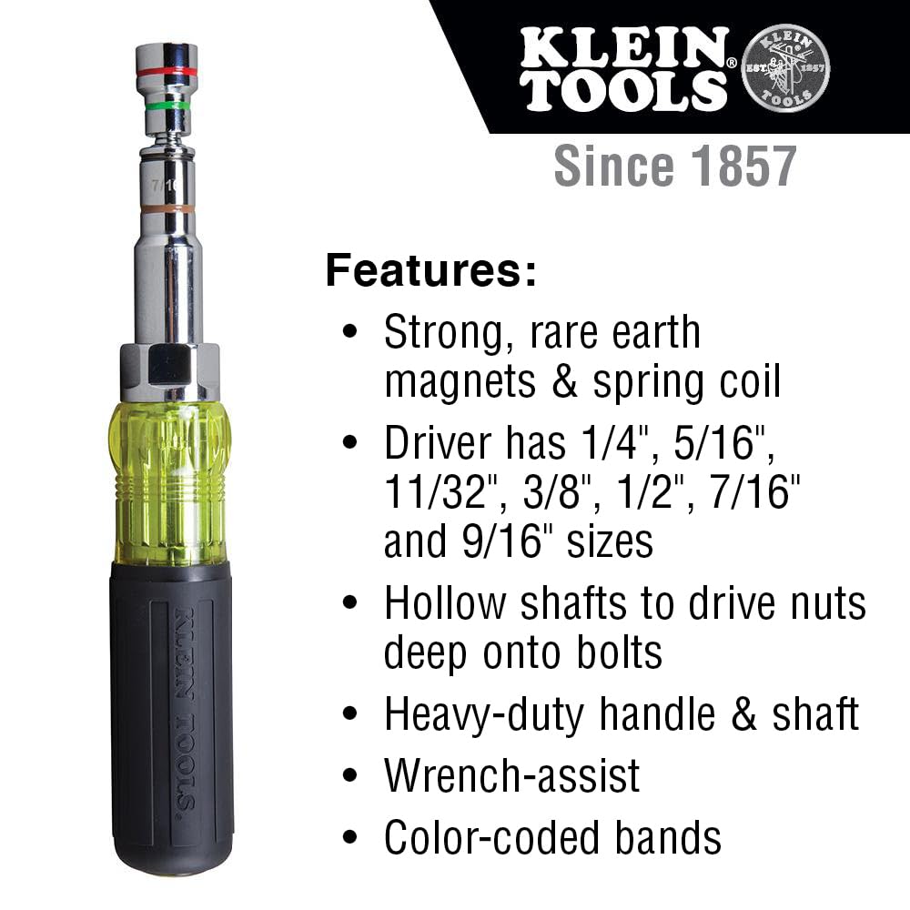 KLEIN TOOLS 7-in-1 Nut Driver / Black / 1 Nut Drivers
