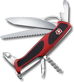 VVictorinox Ranger 79 M Grip Swiss Army Knife, 12 Functions, Red/Black