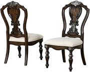Dark Brown Upholstered Dining Side Chair Set of by Starlight Canyon Home – Solid Rubberwood, Oak Veneer, Engineered Wood, Fabric, Brown, Pack of 2