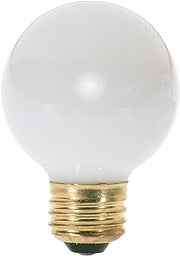 Satco S3841 120V Medium Base 25-Watt G16.5 Light Bulb, Gloss White