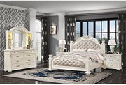 Platinum Pearl White Low Poster 4-Piece Bedroom Set, King