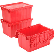 Plastic Attached Lid Shipping & Storage Container by Global Industrial – 25-1/4x16-1/4x13-3/4, 25.25 liters, Plastic, Red, Model 257812RD