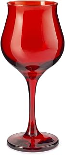 Pasabahce Wavy Set of 6 Wine Glasses, Glass, Red, Cl37