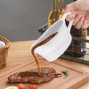 Qlans Ceramic Gravy Boat, 18 Ounces, White