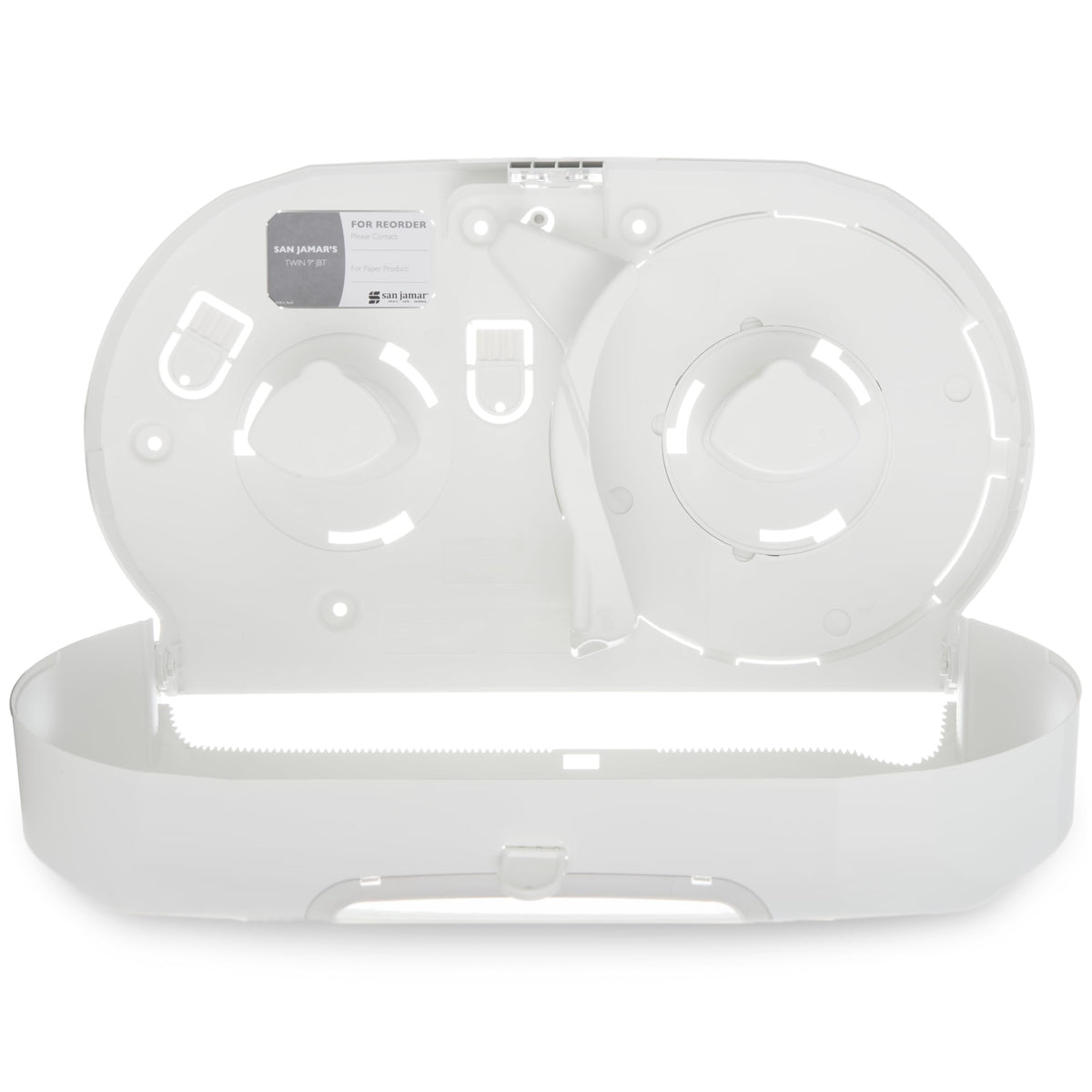 Summit Bath Tissue Dispenser by San Jamar – 9", Plastic, White/Clear, Model R4070WHCL
